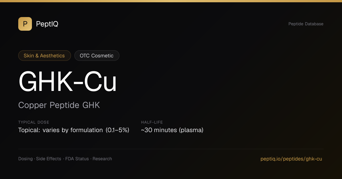 GHK-Cu (Copper Peptide GHK) — Dosing, Side Effects, FDA Status & Research | PeptIQ